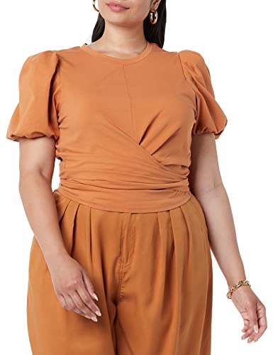 TEREA Women's Violette Puff Sleeve Wrap Top, Adobe, 5X