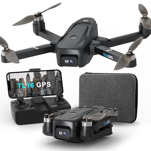TL16 GPS Drone with Camera 4K Auto Return Brushless Motor RC Drones for Adults Beginners 5G WIFI FPV Transmission Quadcopter Foldable Design Follow Me Auto Hover Carrying Case Under 249G