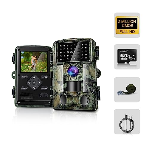 Trail Camera 58MP 2” Huge Screen HD Game Hunting Camera with Night Vision Motion Activated IP66 Waterproof Outdoor Deer Wildlife Camera Field Night Cam for Backyard/Tree/Farm Wildlife Monitring (M-1)
