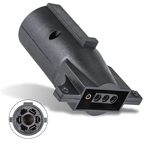 True Mods 7-Way Blade to 4-Way Flat Trailer Adapter [Nickel-Plated Copper Terminals] [Rugged Nylon Housing] [Compact Design] 7-pin to 4-pin Trailer Wiring Plug Adapter