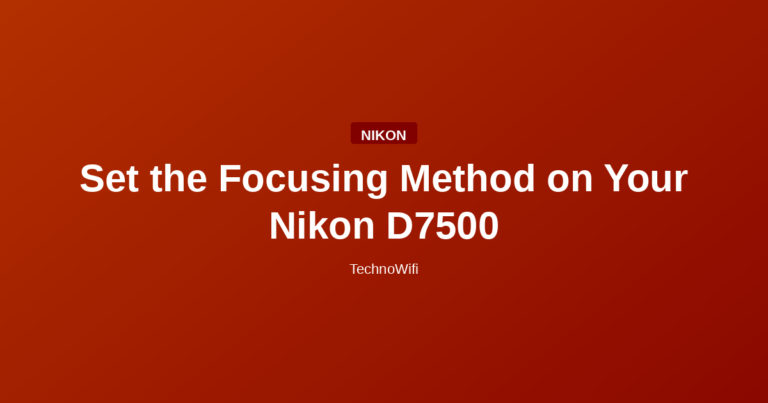 Set the Focusing Method on Your Nikon D7500