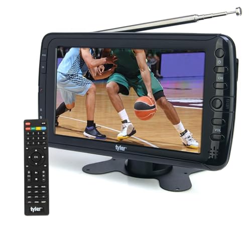 Tyler 7" Portable 720p TV LCD Monitor Rechargeable Battery Powered Wireless Capability HD-TV, USB, HDMI Input, AC/DC, Remote Control Built In Stand Small For Car Kids Travel