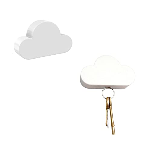UQUABESO White Cloud Magnetic Wall Key Holder, Powerful Magnets Keep Keychains Hooks with Adhesive for Door Entryway, Easy to Install and Convenient to Use