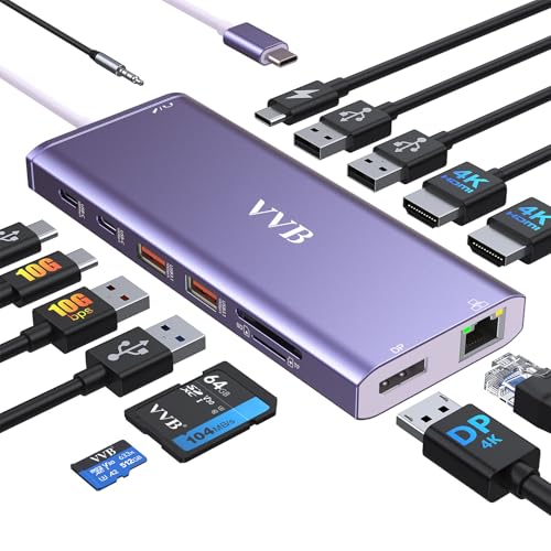 USB C Adapter for MacBook Pro Air M1 M2 M3 2021 2020 2019 13" 15" 16",USB C Hub Mac MacBook Pro Accessories Dongle USB C with 3 USB Ports+SD/TF Card Reader+100W Thunderbolt 3 PD Port+3.5mm Audio