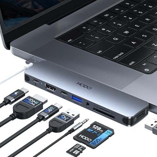 USB C Adapter HDMI Hub for MacBook Pro Air M1 M2 M3 2024 2023 2022 13"15"16", Mac USB Adapter 8 in 2, MacBook USB C Hub with HDMI, Thunderbolt 3, 10G USB C USB A Data Ports, SD TF Card Reader, Audio