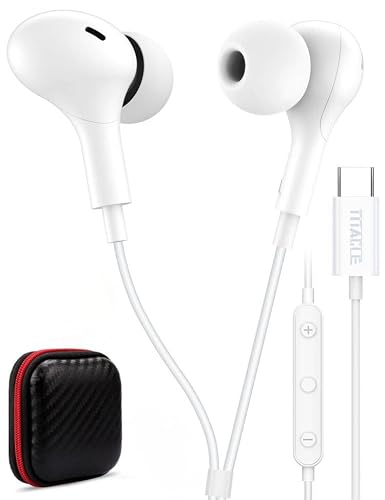 USB C Headphone for S23 S22 S21 S20 A53 A54 Wired Earbuds Magnetic in-Ear Type C Earphone with Microphone Volume Control Bass Stereo Noise Canceling Galaxy Flip 5 Fold 4 Pixel 6 6a 7a OnePlus