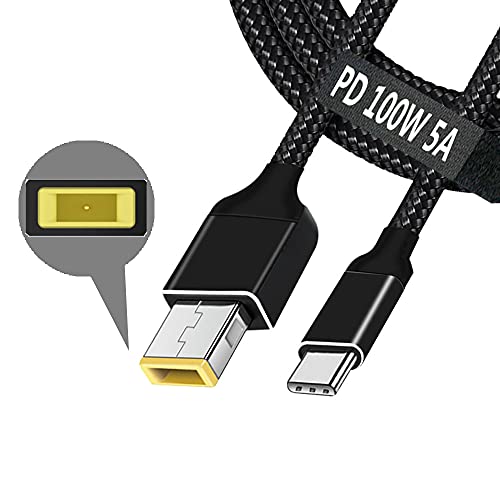 USB C to Slim Tip Laptop Charging Cable Adapter Male Type C to Square Converter 6.5ft 100W PD Power Charger Supply Extension Cord for Yoga Ideapad Legion T470s T470 T460s T450 T450s ThinkPad X1 Lenovo