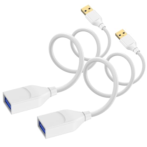 USB Extension Cable White,2 Pack 6FT Type A Male to Female Extension Cord