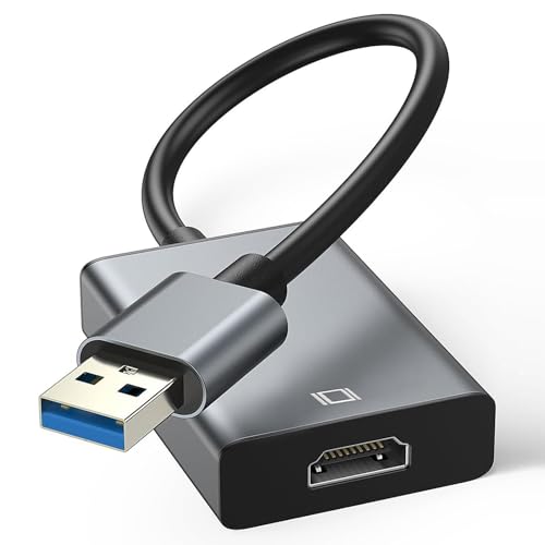 USB to HDMI Adapter, USB 3.0/2.0 to HDMI for Multiple Monitors 1080P Compatible with Windows 7/8/10/11（Grey）
