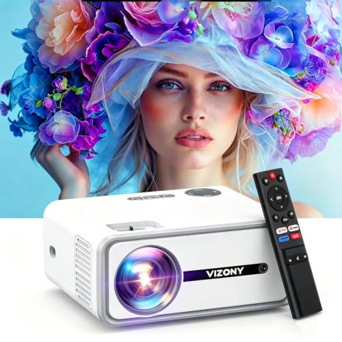 VIZONY Mini Projector with WiFi and Bluetooth, 450ANSI 1080P FHD Home Movie Projector, Portable Outdoor Projector with 250" Display+Zoom, Compatible w/Phone/Laptop/DVD/TV Stick-Indoor&Outdoor