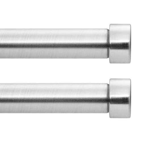 VOIIY 2 Pack Nickel Curtain Rods for Windows 48 to 84 Inch(4-7 Feet),1" Diameter Drapery Rods with Modern Style End Cap Finials,Size:36-88 Inch,Brushed Nickel
