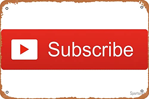 Wall Decor Sign - Youtube Subscribe Button Poster - 8X12 Inch Vintage Look Metal Sign,Bar, Man Cave Art Decoration