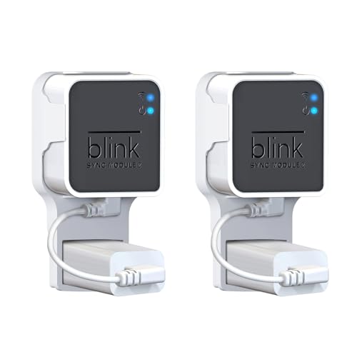 Wall Mount for Blink Sync Module 2 with Short Cable - Save Space - No Messy Wires - Easy Move Mount Bracket Holder for Blink Outdoor Indoor Security Camera (2 pack)