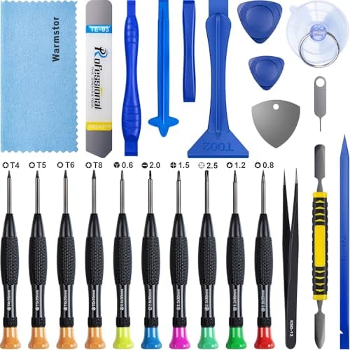 Warmstor 24 Pieces Premium Opening Pry Tool Screwdriver Set Repair Kit for Fix Apple iPhone 15 14 13 12 11 Pro Max/XS/XR/X/8 Plus/7/6,iPad Pro Air Mini, iPod,Cell Phone,Pry Open Replace Screen Battery