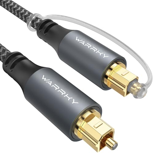 Warrky Optical Audio Cable, 6ft / 1.8m Optical Cable for Soundbar [Nylon Braided, Slim Metal Case, Gold-Plated Plug], Digital Optical Audio Cable Compatible with Samsung, Vizio, LG, Bose, Sony, Sonos