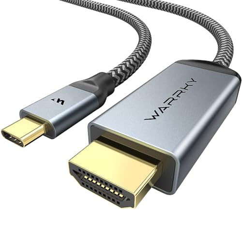 Warrky USB C to HDMI Cable 4K, 3.3ft [Braided, High Speed] Thunderbolt 3 to HDMI Adapter Compatible for New iPad, MacBook Pro/Air, iMac, Galaxy S20 S10 S9 S8, Surface, Dell, HP