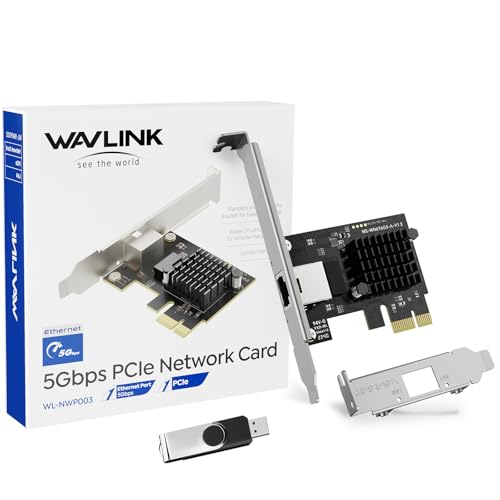 WAVLINK 5GB PCIe Network Card, PCIe to 5 Gigabit Ethernet Network Adapter for Windows 11/10, Linux