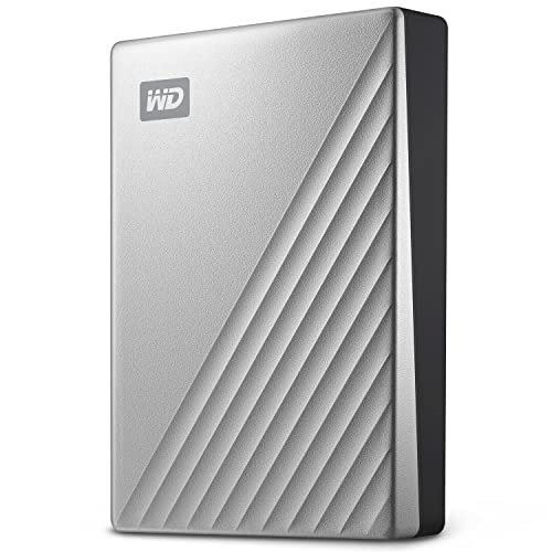 WD 4TB My Passport Ultra, Silver, Portable External Hard Drive, backup software with defense against ransomware, and password protection, USB-C and USB 3.1 - WDBFTM0040BSL-WESN