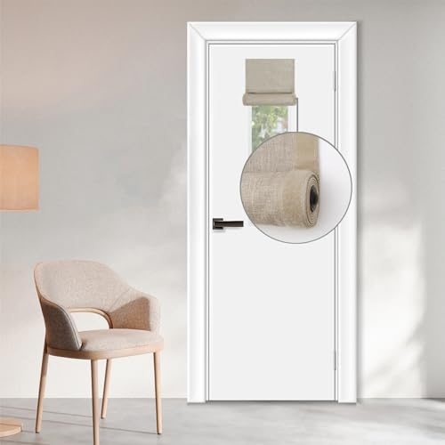 WdFour UV Protection, 100% Blackout, Privacy Protection, Easy-to-Install Classroom Door Curtains, Roller Blinds, Suitable for All Types of Windows and Classroom (8Wx36L,Hemp Gray,1 Piece)