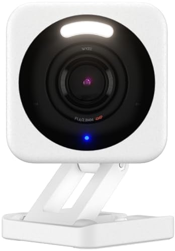 Wyze Cam v4, 2K HD Wi-Fi Smart Home Security Camera, Indoor/Outdoor Use, Pet/Baby Monitor, Motion Activated Spotlight/Siren, Enhanced Color Night Vision, 2-Way Audio, Local/Cloud Storage, Wired, White