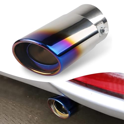 yvshy Pack of 1 Tainless Steel Car Exhaust Tip, 2.5" to 3.3" Polished Exhaust Pipe, Modified Tailpipe, Universal for Most Vehicles (Roasted Blue #Straight)