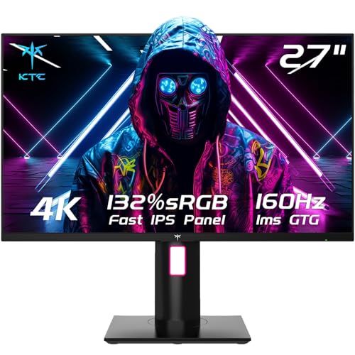 KTC 27" 4K UHD 144Hz Gaming Monitor - Fast IPS Panel 160Hz 1ms GTG, HDR400 132% sRGB, HDMI2.1/DP1.4, VESA Mount, Height/Tilt/Pivot/Swivel Stand, Vertical Monitor Ideal for Gamers, Designers